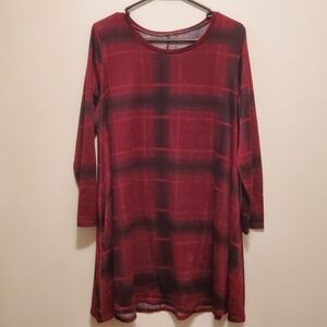 Womens Tunic Dress XL Multicolor Pockets Long Sleeve